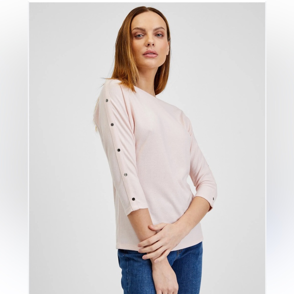 Apt. 9 Pink Long Sleeve Tee with Button Accents Size XL